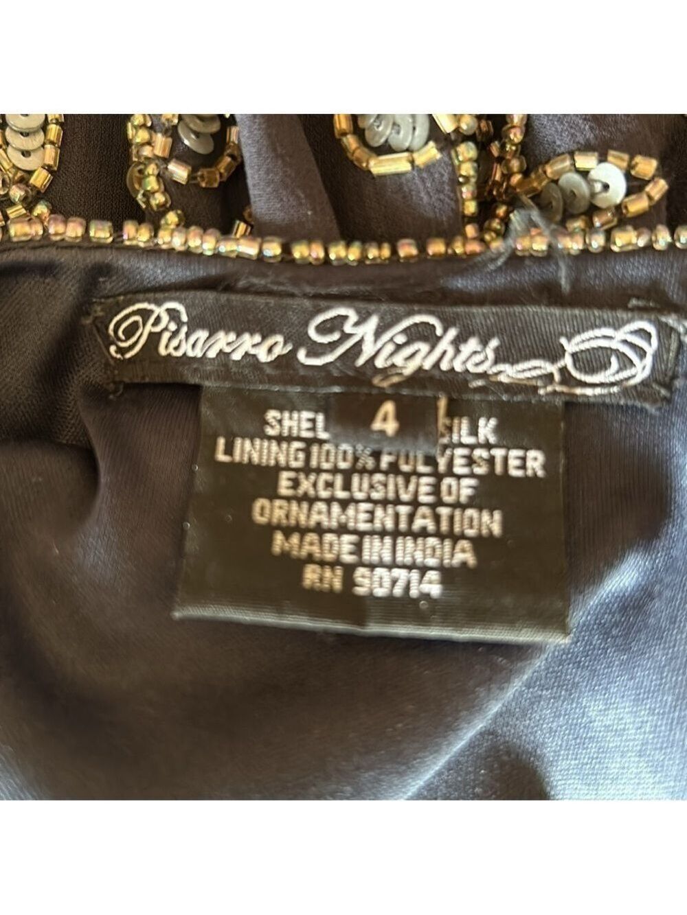 Pisarro Nights 100% grey silk sequin dress size 4 - Picture 12 of 14